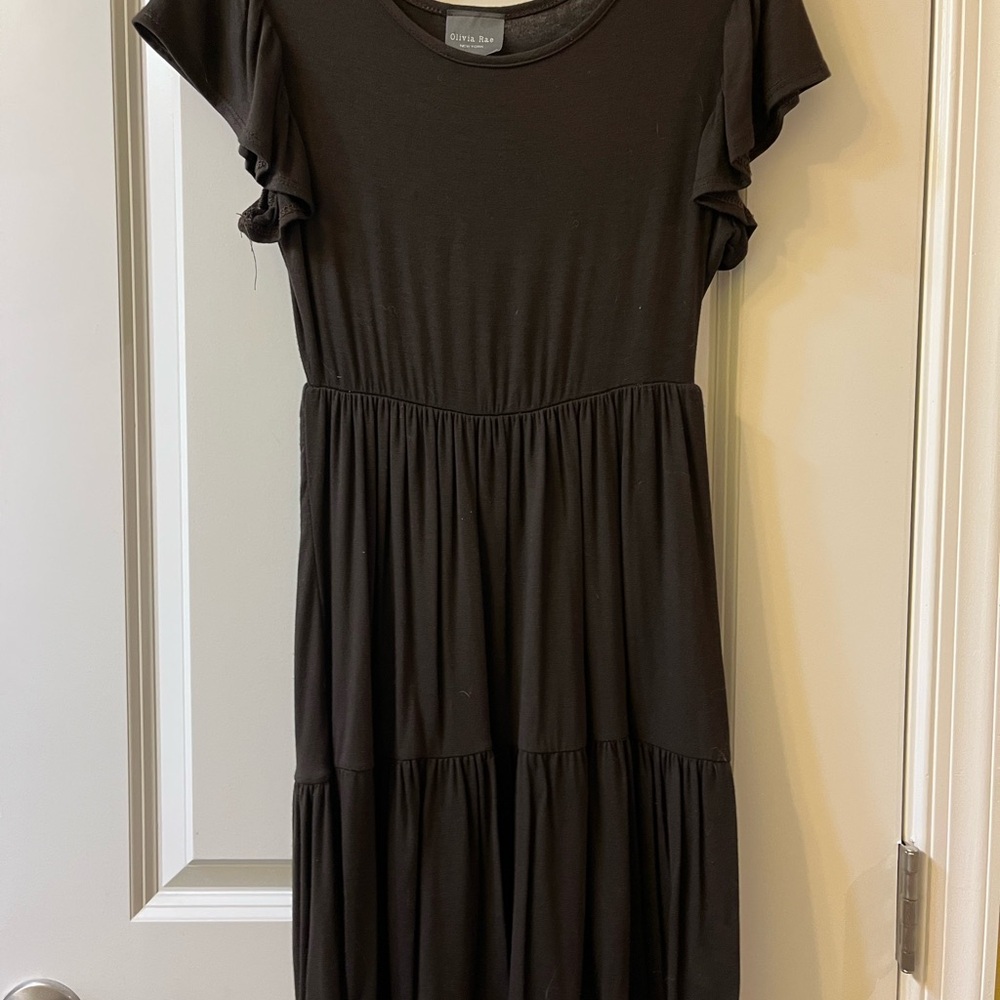 Olivia Rae Brown Tiered Midi Sundress
